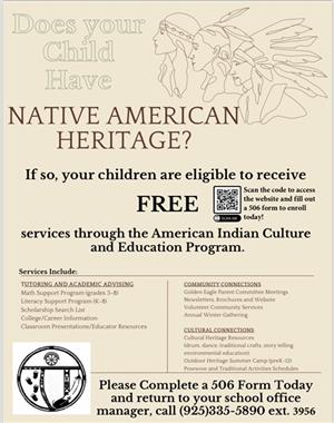 flyer does your child have native american heritage?